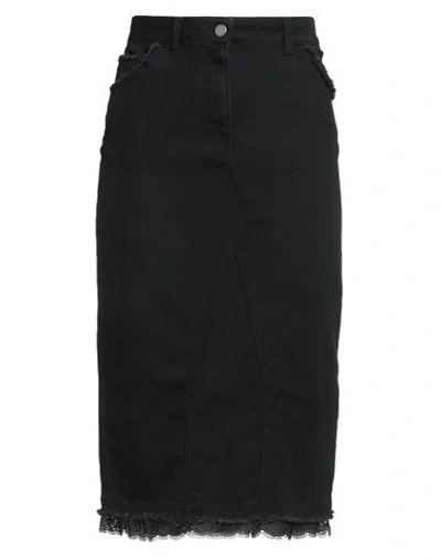 Alberta Ferretti Woman Denim Skirt Black Size 8 Cotton, Elastane