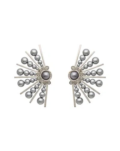 Alberta Ferretti Woman Earrings Grey Size - Metal In Gray