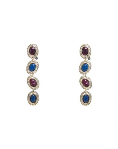 Alberta Ferretti Woman Earrings Plum Size - Metal In Multi