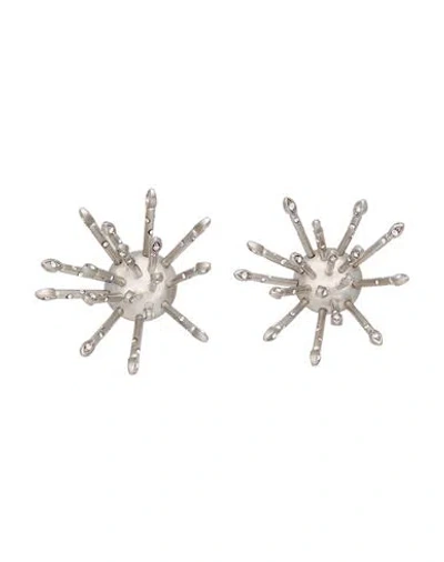 Alberta Ferretti Woman Earrings Silver Size - Metal In Green