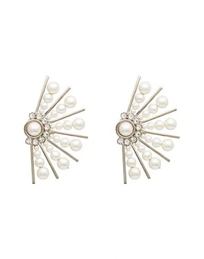 Alberta Ferretti Woman Earrings White Size - Metal In Gray
