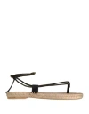 Alberta Ferretti Woman Espadrilles Black Size 11 Leather, Textile Fibers In Black
