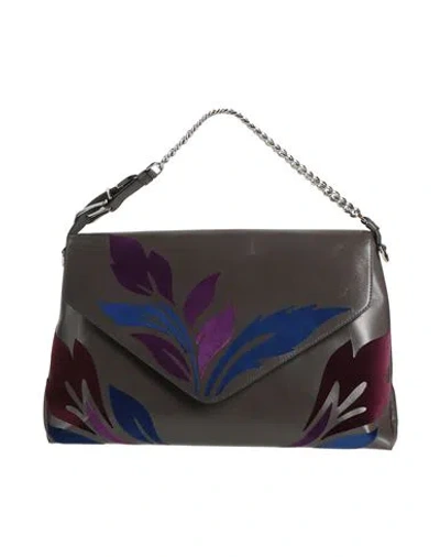 Alberta Ferretti Woman Handbag Charcoal Size - Leather, Textile Fibers