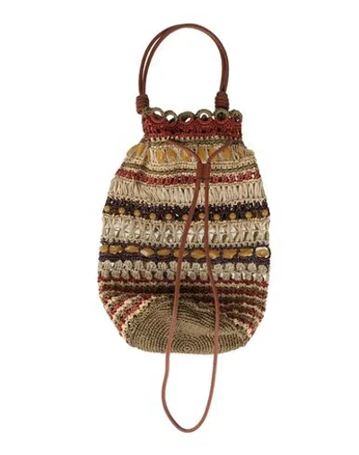Alberta Ferretti Woman Handbag Ivory Size - Natural Raffia, Leather In White