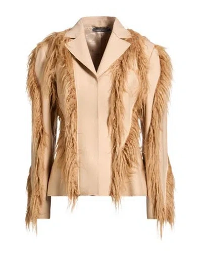 Alberta Ferretti Woman Jacket Beige Size 4 Wool, Polyamide In Brown