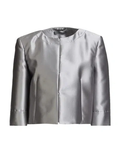 Alberta Ferretti Woman Jacket Grey Size 8 Polyester, Silk In Gray