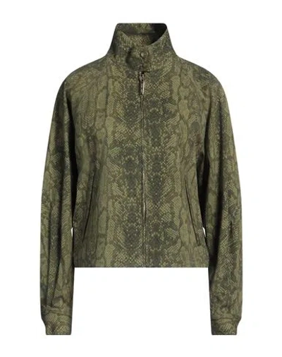 Alberta Ferretti Woman Jacket Military Green Size 8 Cotton, Elastane