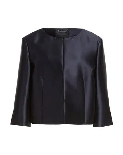 Alberta Ferretti Woman Jacket Navy Size 12 Polyester, Silk In Black