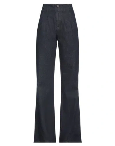 Alberta Ferretti Woman Jeans Blue Size 8 Cotton In Black