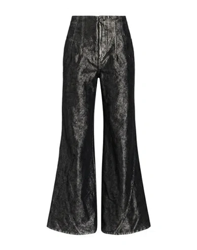 Alberta Ferretti Woman Jeans Charcoal Size 6 Cotton, Viscose, Metallic Fiber In Black