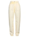 Alberta Ferretti Woman Denim Pants Light Yellow Size 4 Cotton In Yellow