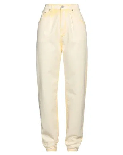 Alberta Ferretti Woman Denim Pants Light Yellow Size 4 Cotton