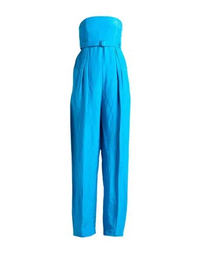 Alberta Ferretti Woman Jumpsuit Azure Size 4 Viscose, Linen, Cotton In Blue