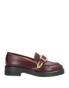 Alberta Ferretti Woman Loafers Burgundy Size 8 Leather