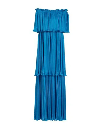 Alberta Ferretti Woman Maxi Dress Azure Size 4 Silk, Polyamide In Blue