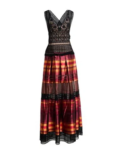Alberta Ferretti Woman Maxi Dress Black Size 8 Silk In Multi