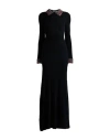 Alberta Ferretti Woman Maxi Dress Black Size 8 Virgin Wool, Polyamide, Acrylic, Glass, Metal