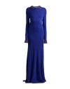 Alberta Ferretti Woman Maxi Dress Blue Size 6 Virgin Wool, Polyamide, Acrylic, Glass, Metal In Blue