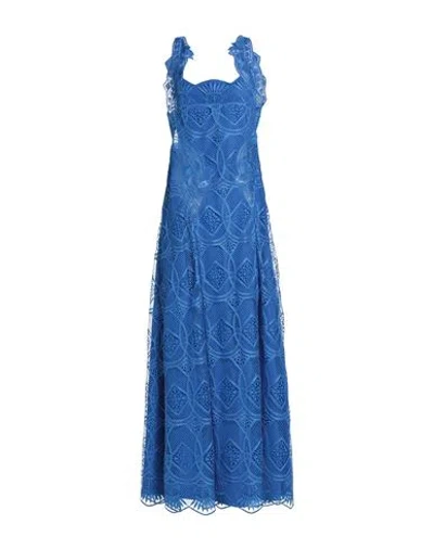 Alberta Ferretti Woman Maxi Dress Bright Blue Size 10 Polyester, Polyamide