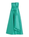 Alberta Ferretti Strapless Satin Draped Floor-length Dress In Green