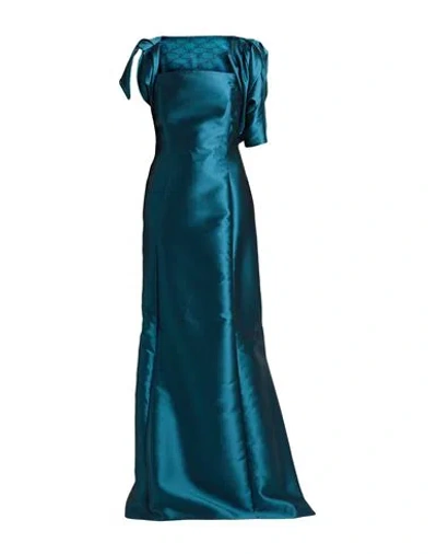 Alberta Ferretti Woman Maxi Dress Emerald Green Size 8 Polyester, Silk, Polyamide, Elastane