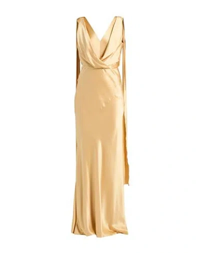 Alberta Ferretti Woman Maxi Dress Gold Size 8 Silk
