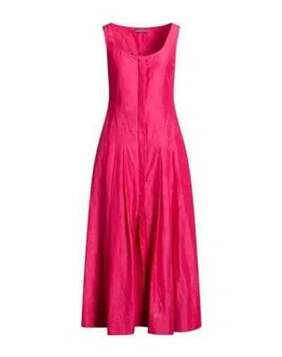 Alberta Ferretti Woman Maxi Dress Magenta Size 10 Cupro, Linen, Cotton In Pink