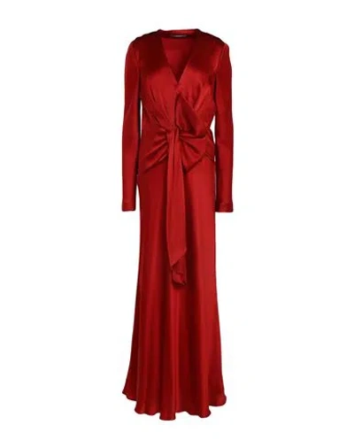 Alberta Ferretti Woman Maxi Dress Red Size 8 Acetate, Silk
