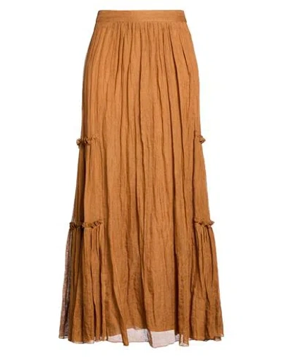 Alberta Ferretti Woman Maxi Skirt Brown Size 10 Linen