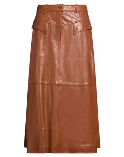 Alberta Ferretti Woman Maxi Skirt Brown Size 4 Sheepskin In Multi