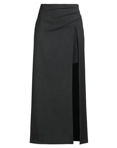 Alberta Ferretti Woman Maxi Skirt Charcoal Size 6 Polyester, Virgin Wool, Viscose, Elastane In Black