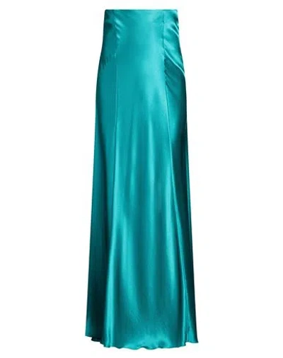 Alberta Ferretti Woman Maxi Skirt Emerald Green Size 4 Silk In Blue