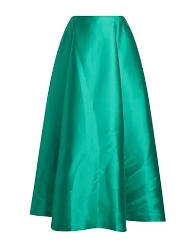 Alberta Ferretti Woman Maxi Skirt Emerald Green Size 6 Polyester, Silk