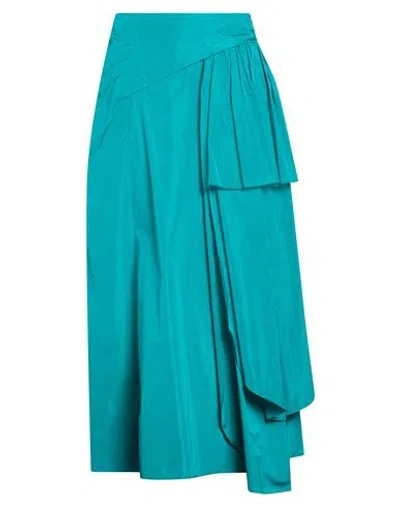 Alberta Ferretti Woman Maxi Skirt Emerald Green Size 8 Polyester, Silk In Blue
