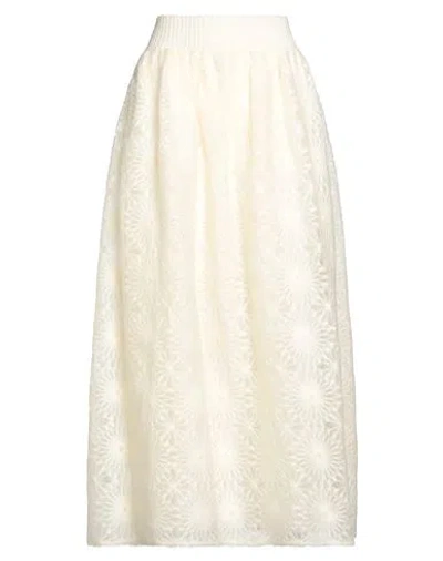 Alberta Ferretti Woman Maxi Skirt Ivory Size 8 Acrylic, Polyamide, Mohair Wool In White