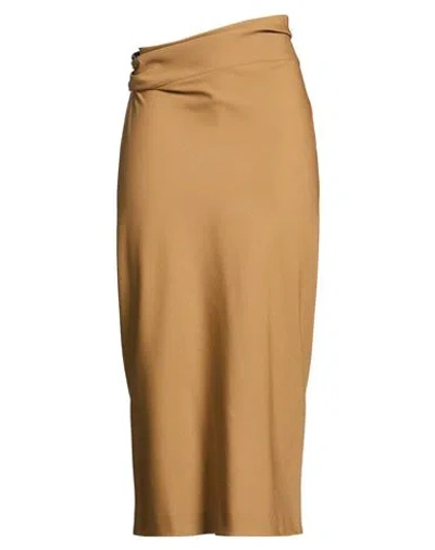 Alberta Ferretti Woman Maxi Skirt Khaki Size 2 Polyester, Wool, Elastane In Brown