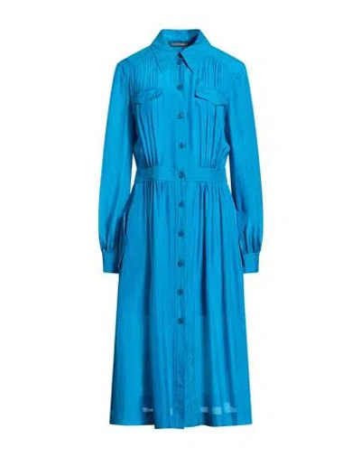 Alberta Ferretti Woman Midi Dress Azure Size 10 Acetate, Silk, Elastane In Blue