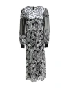 Alberta Ferretti Woman Midi Dress Black Size 10 Polyester In Gray