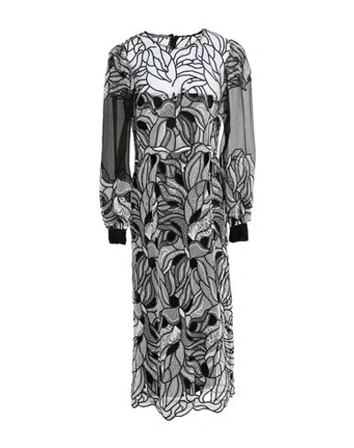 Alberta Ferretti Woman Midi Dress Black Size 10 Polyester In Gray