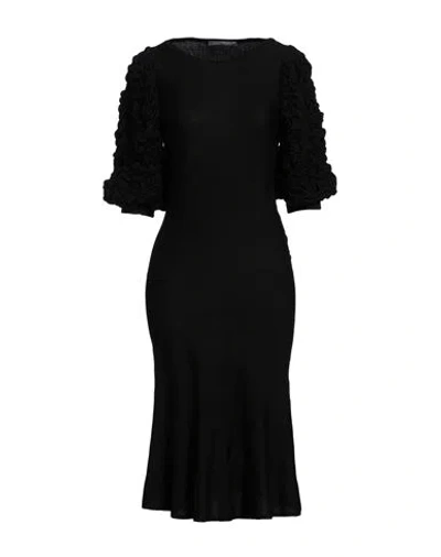 Alberta Ferretti Woman Midi Dress Black Size 4 Virgin Wool, Silk, Cashmere, Polyamide, Elastane