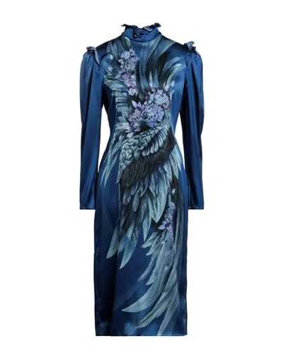 Alberta Ferretti Woman Midi Dress Blue Size 6 Silk, Elastane