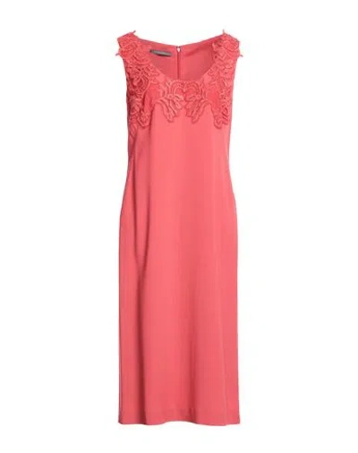 Alberta Ferretti Woman Midi Dress Brick Size 8 Acetate, Viscose, Elastane, Polyamide, Cotton In Red