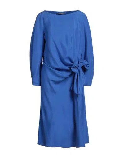 Alberta Ferretti Woman Midi Dress Bright Blue Size 10 Silk