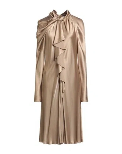 Alberta Ferretti Woman Midi Dress Brown Size 8 Acetate, Silk In Gold