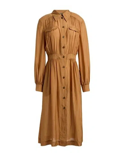 Alberta Ferretti Woman Midi Dress Camel Size 6 Silk In Beige