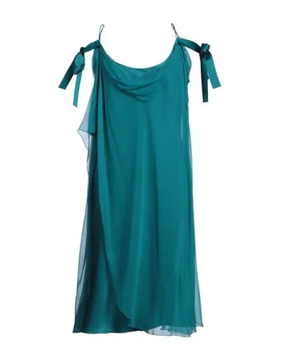 Alberta Ferretti Semi-sheer Silk Dress In Blue