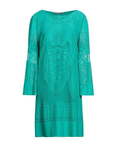 Alberta Ferretti Woman Midi Dress Emerald Green Size 8 Cotton, Polyamide