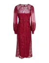 Alberta Ferretti Woman Midi Dress Garnet Size 10 Polyester, Silk In Red