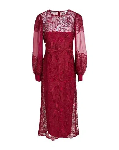 Alberta Ferretti Woman Midi Dress Garnet Size 10 Polyester, Silk