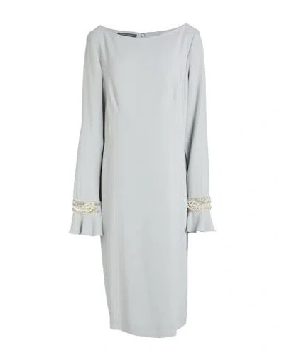 Alberta Ferretti Woman Midi Dress Grey Size 12 Viscose, Elastane, Polyamide, Glass, Acrylic